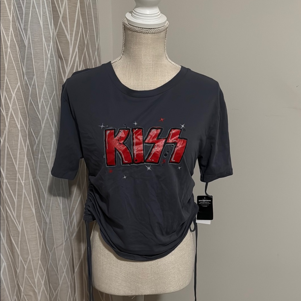KISS Graphic Tee in Dark Gray and Red